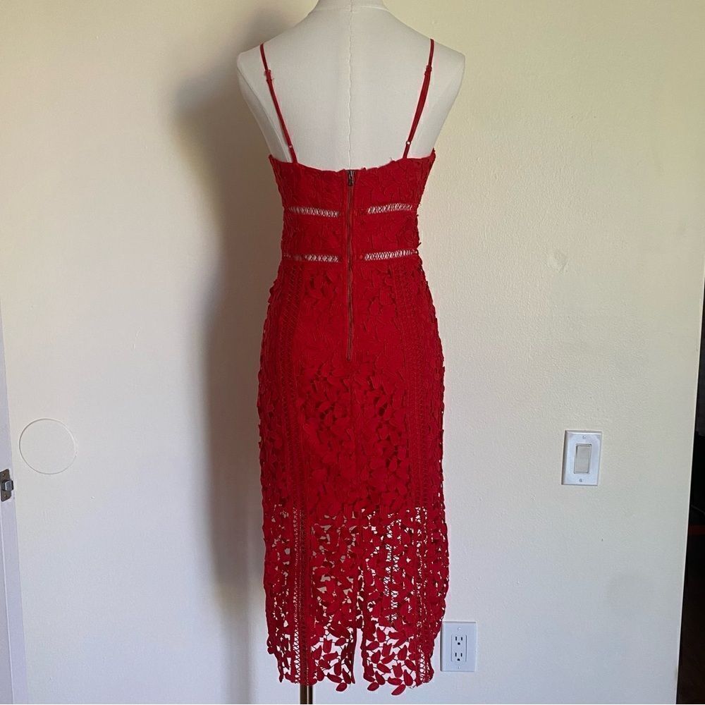 Bardot Red Roxy Leaf Lace Dress Size 4 - Picture 5 of 16